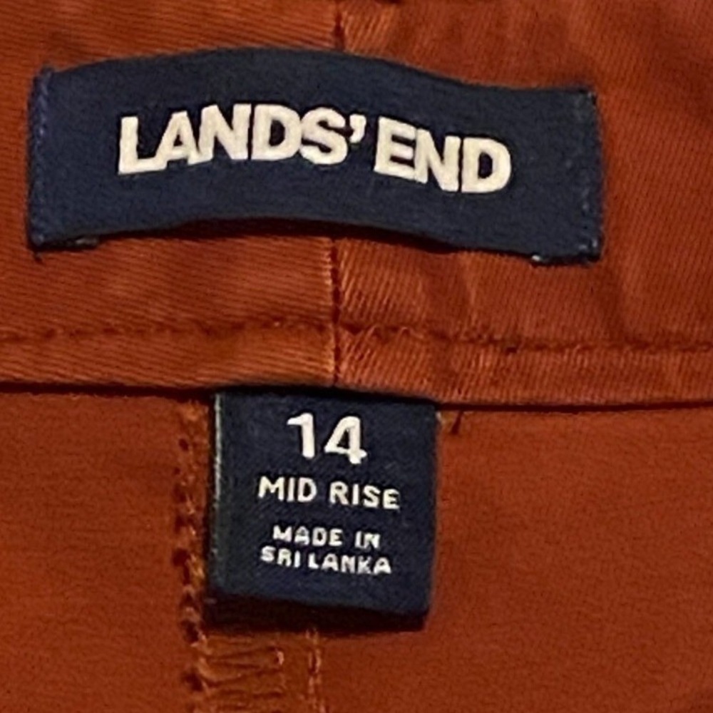 Lands' End Women's Mid Rise Chino Shorts Size 14 Rust Casual